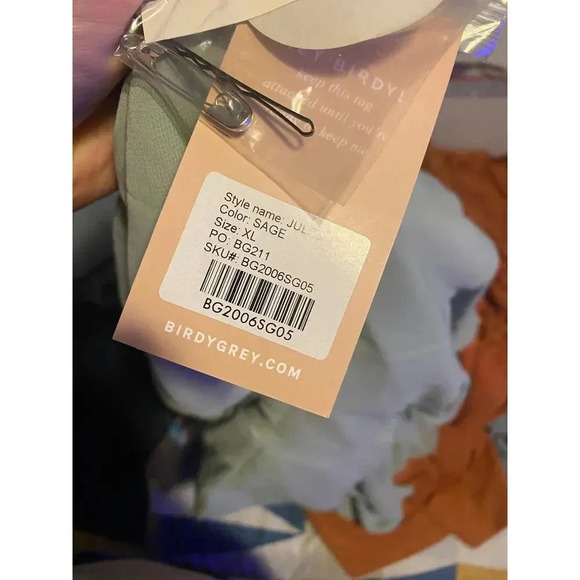 NEW Birdy Grey Jules Chiffon Bridesmaid Maxi Dress Ruffle Halter Neck Sage XL - Picture 9 of 10